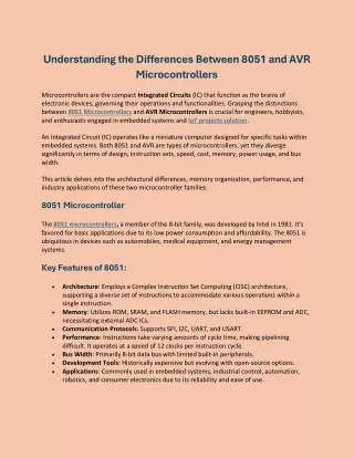 Understanding the Differences Between 8051 and AVR Microcontrollers