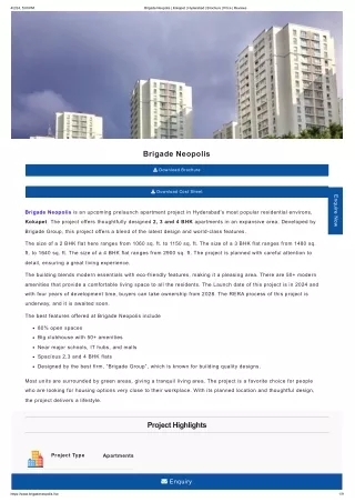 Lavish Premium Flats is launched in Hyderabad ar Brigade Neopolis
