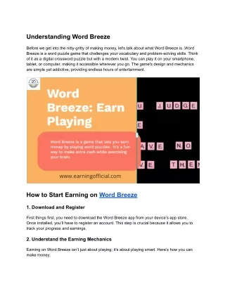 How to Earn from Playing Games on Word Breeze
