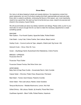 Dinner Menu at The Mulholland_ Premier Calabasas Restaurants Dinner Experience