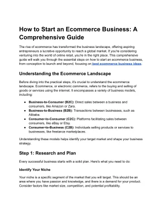 how to start an ecommerce business
