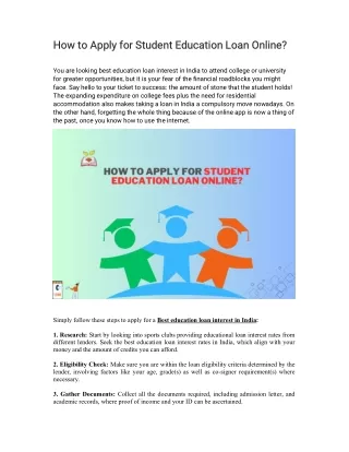 How to Apply for Student Education Loan Online-Financenu.