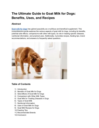 Goat Milk for Dogs: Benefits, Uses, Recipes & More