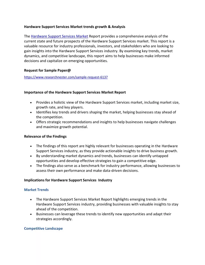 hardware support services market trends growth