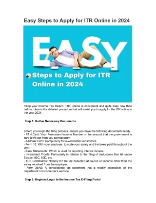 Easy Steps to Apply for ITR Online in 2024- Financenu