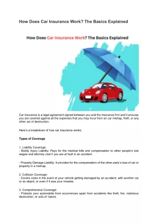 How Does Car Insurance Work? The Basics Explained