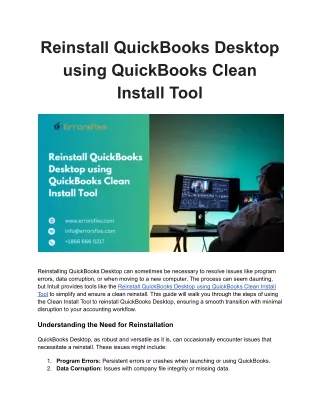 Reinstall QuickBooks Desktop using QuickBooks Clean Install Tool