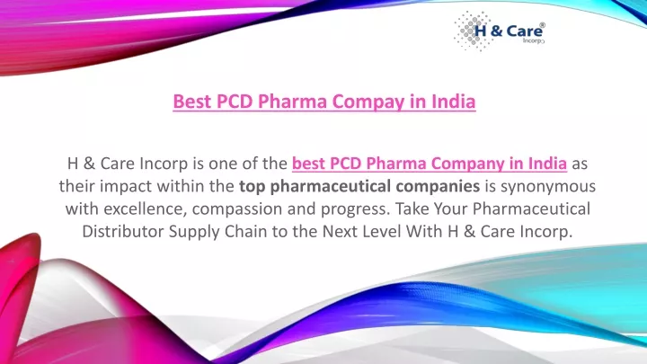 best pcd pharma compa y in india