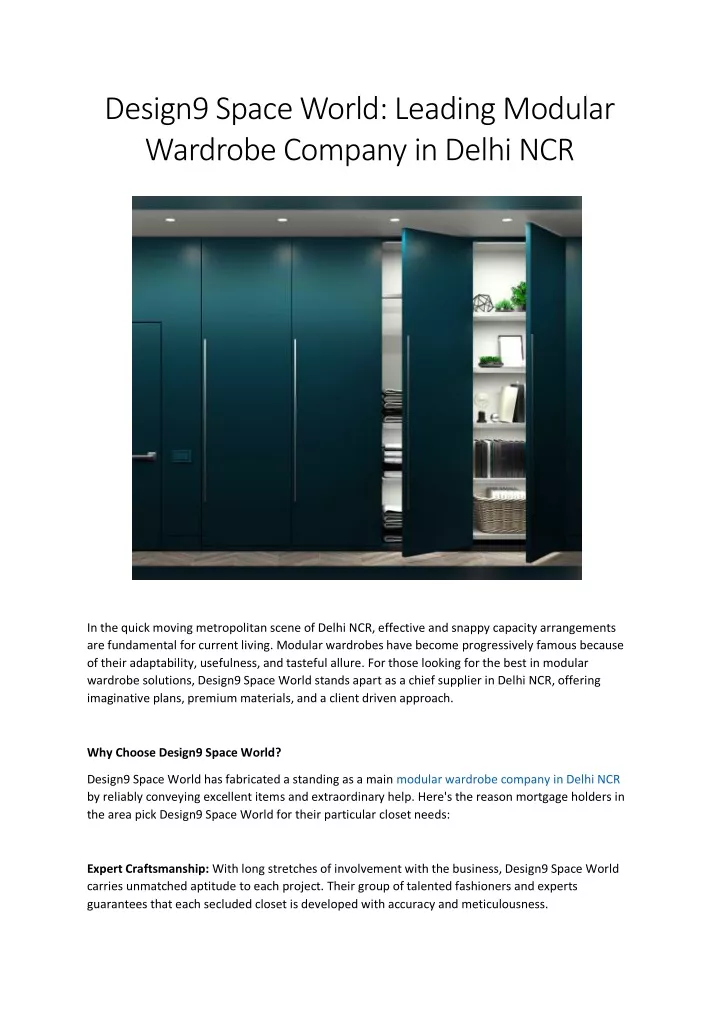 design9 space world leading modular wardrobe