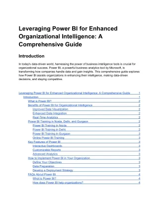 leveraging power bi for enhanced organizational