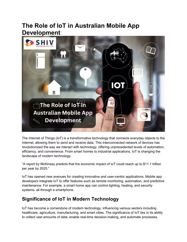 the role of iot in australian mobile