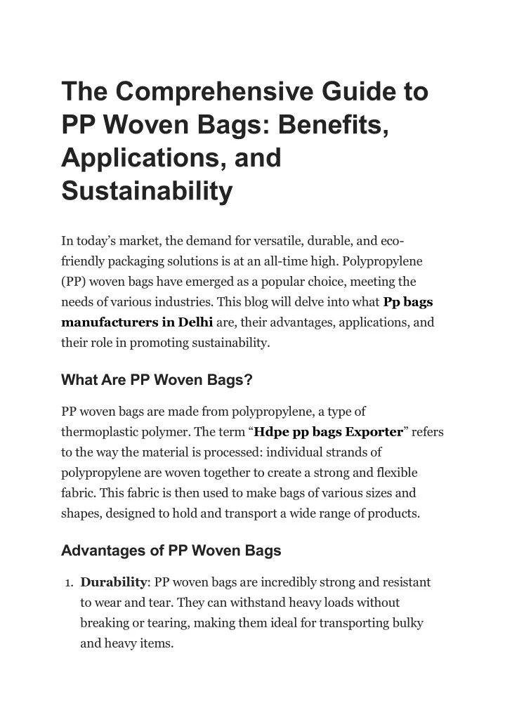 the comprehensive guide to pp woven bags benefits