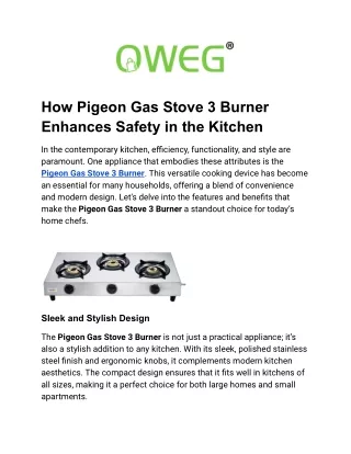 How Pigeon Gas Stove 3 Burner Enhances Safety in the Kitchen