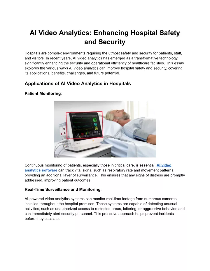 ai video analytics enhancing hospital safety