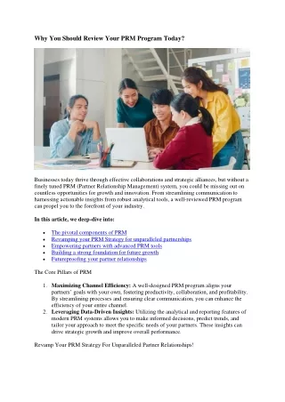 why you should review your prm program today
