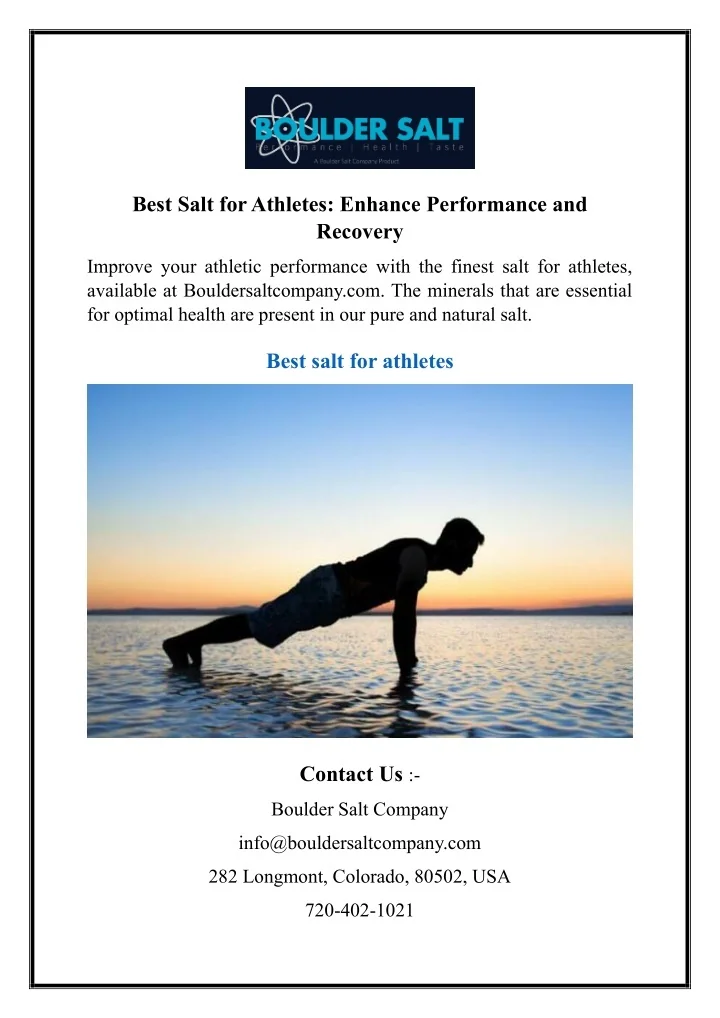 Base Performance Salt PPT - Best Salt for Athletes Enhance Performance and Recovery ...