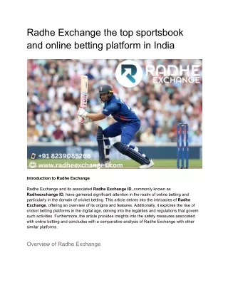 Radhe Exchange the top sportsbook and online betting platform in India