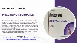 Eltrombopag (Promacta) prescribing information