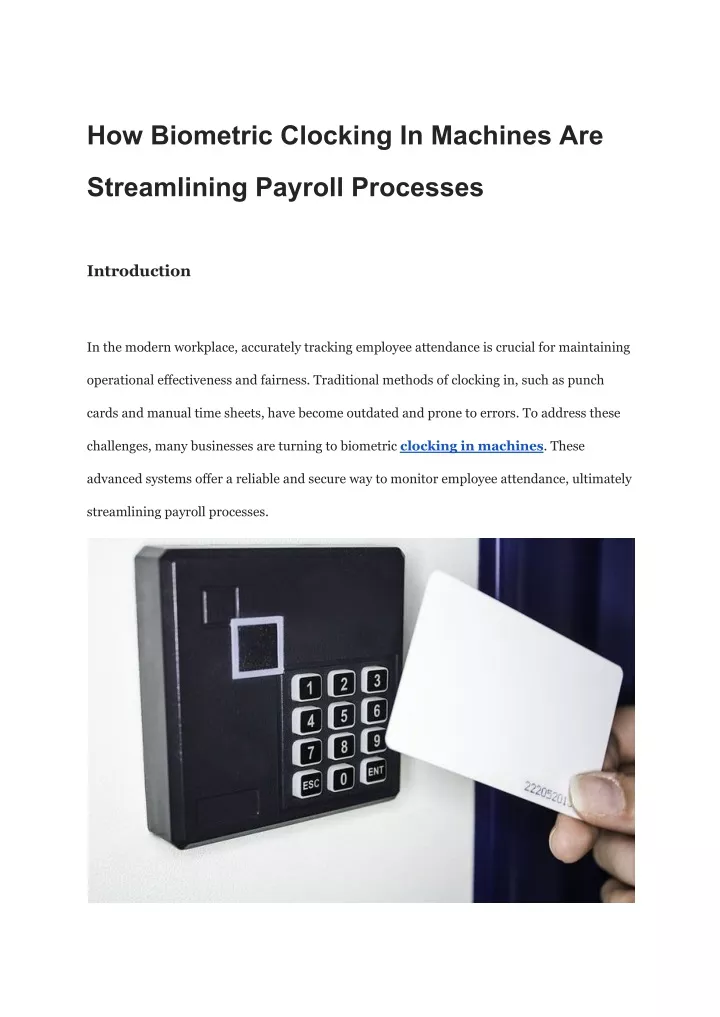 how biometric clocking in machines are