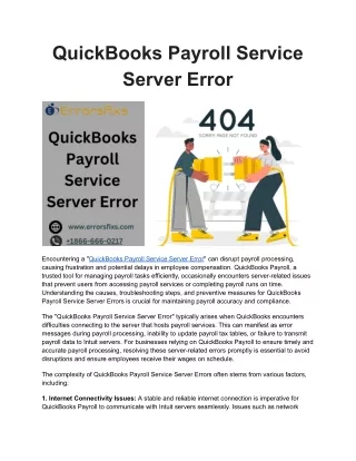 QuickBooks Payroll Service Server Error