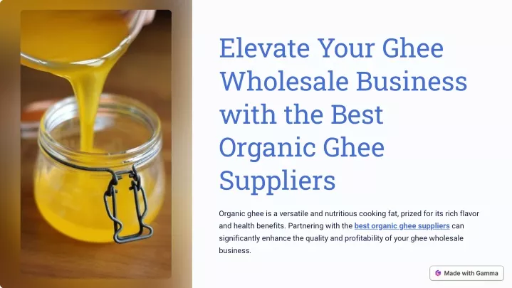 elevate your ghee wholesale business with