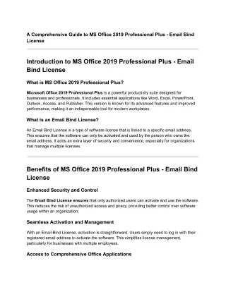 A Comprehensive Guide to MS Office 2019 Professional Plus - Email Bind License