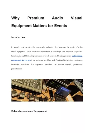 Why Premium Audio Visual Equipment Matters for Events