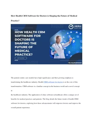 How Health CRM Software for Doctors is Shaping the Future of Medical Practice_