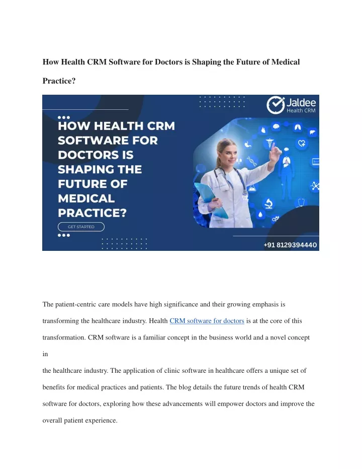 how health crm software for doctors is shaping