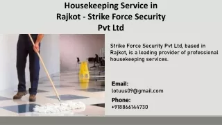 Housekeeping Services in Rajkot - Strike Force Security  Pvt Ltd