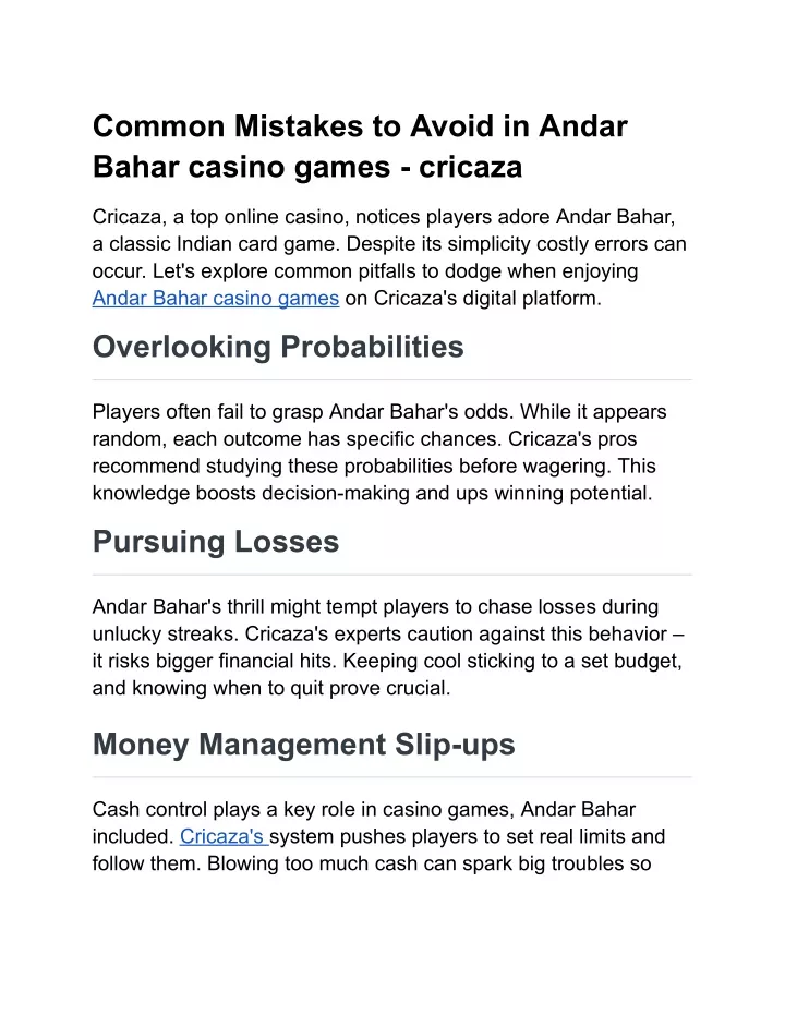 common mistakes to avoid in andar bahar casino