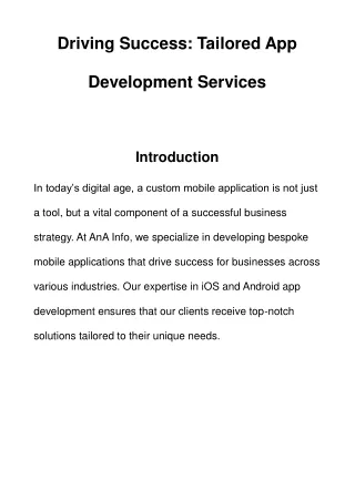 Driving Success: Tailored App Development Services