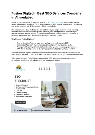 fusion digitech best seo services company