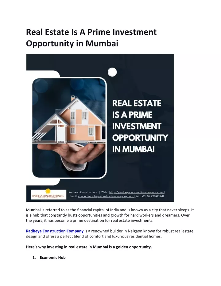 PPT - Real Estate Is A Prime Investment Opportunity in Mumbai ...