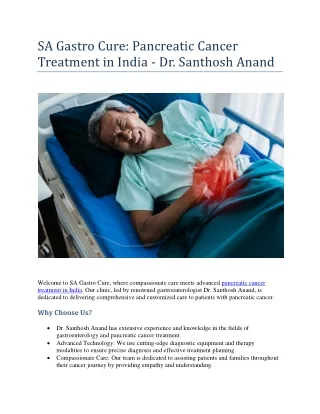 SA Gastro Cure(pancreatic cancer treatment in india)