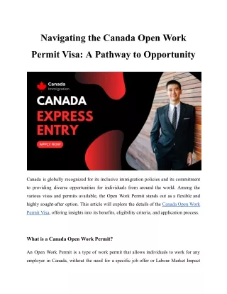 navigating the canada open work