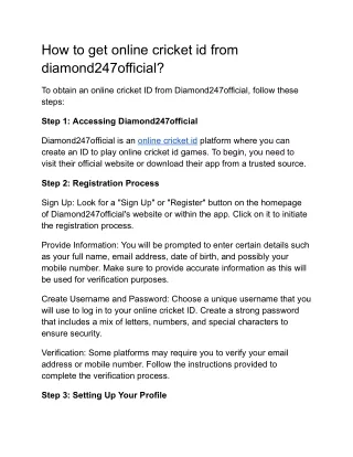 How to get online cricket id from diamond247official?