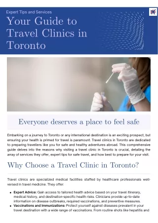 Your Guide to Travel Clinics in Toronto: Expert Tips and Services