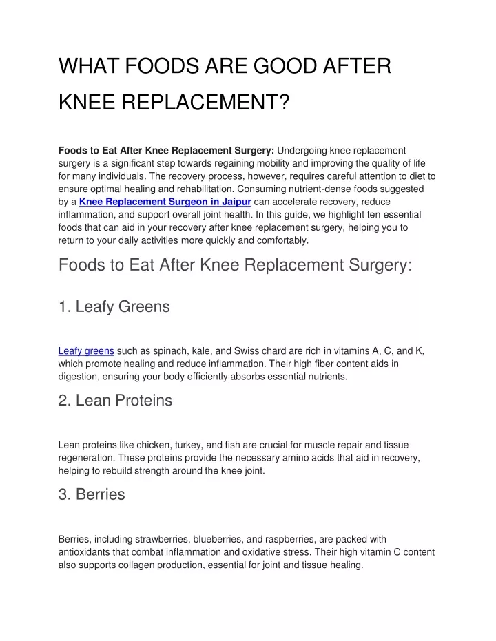 Ppt What Foods Are Good After Knee Replacement Powerpoint Presentation Id 13383959