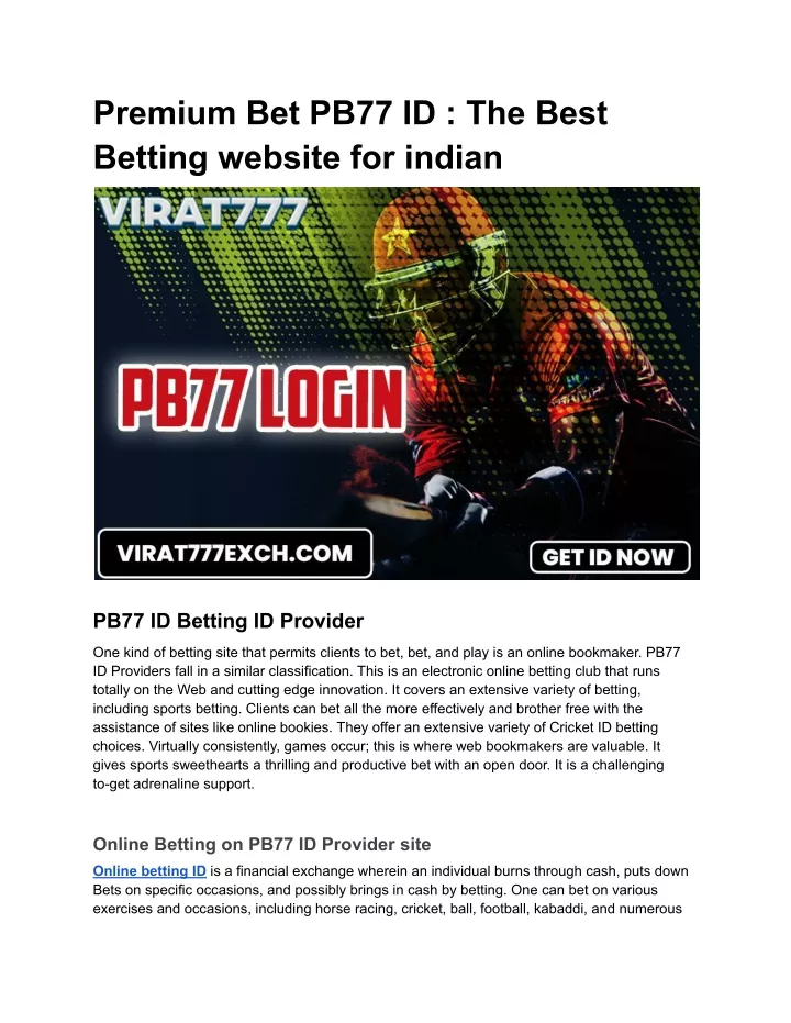 premium bet pb77 id the best betting website