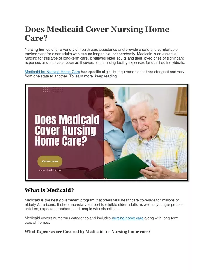 does medicaid cover nursing home care