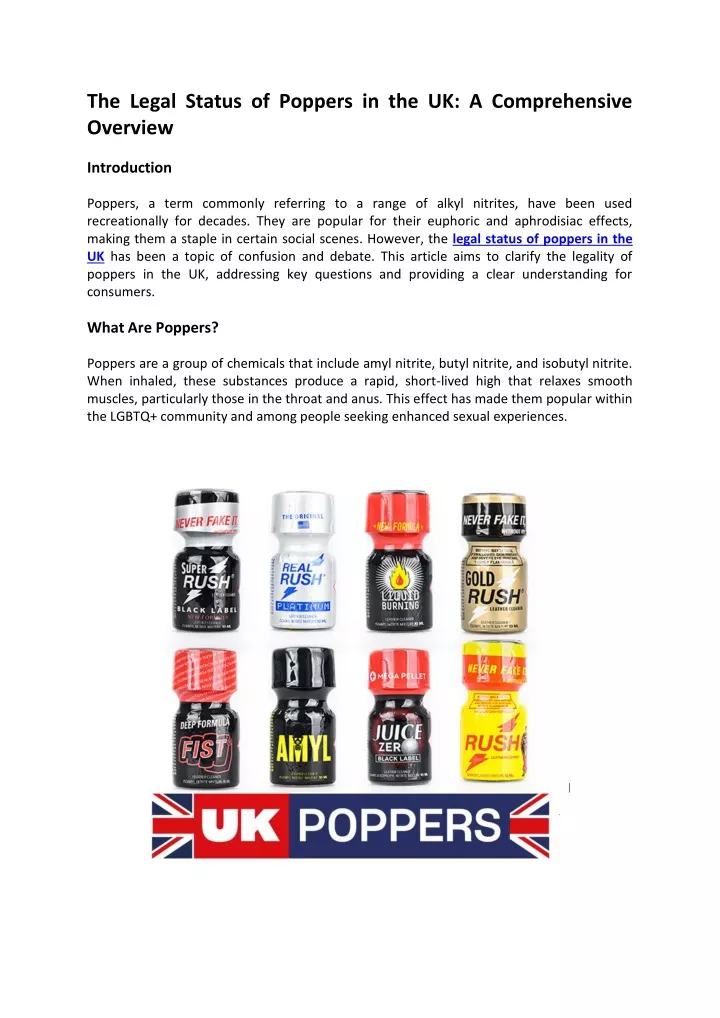 the legal status of poppers