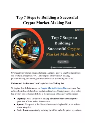 Top 7 Steps to Building a Successful Crypto Market-Making Bot