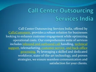 CALL CENTER OUTSOURCING SERVICES INDIA