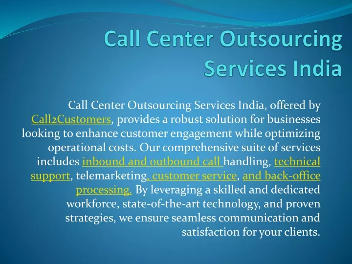 call center outsourcing services india