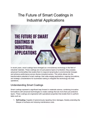 The Future of Smart Coatings in Industrial Applications