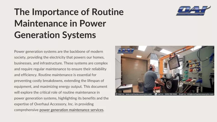 the importance of routine maintenance in power