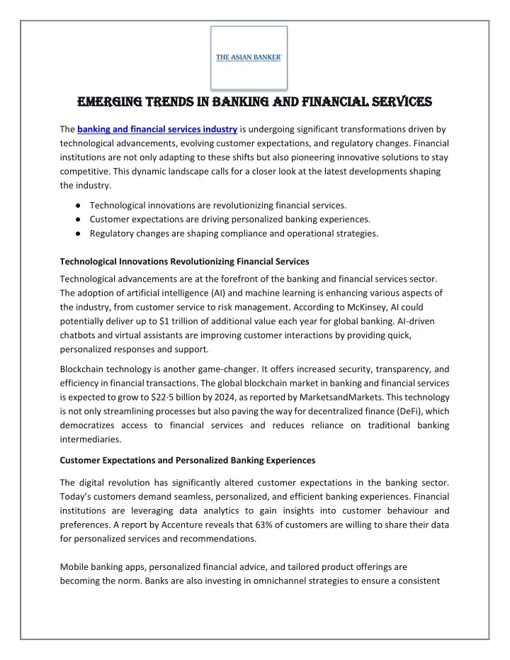 emerging trends in banking and financial services