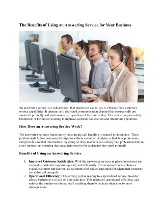 The Benefits of Using an Answering Service for Your Business