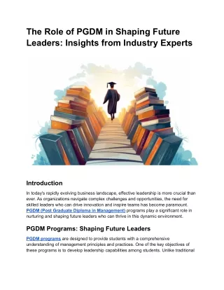 The Role of PGDM in Shaping Future Leaders_ Insights from Industry Experts